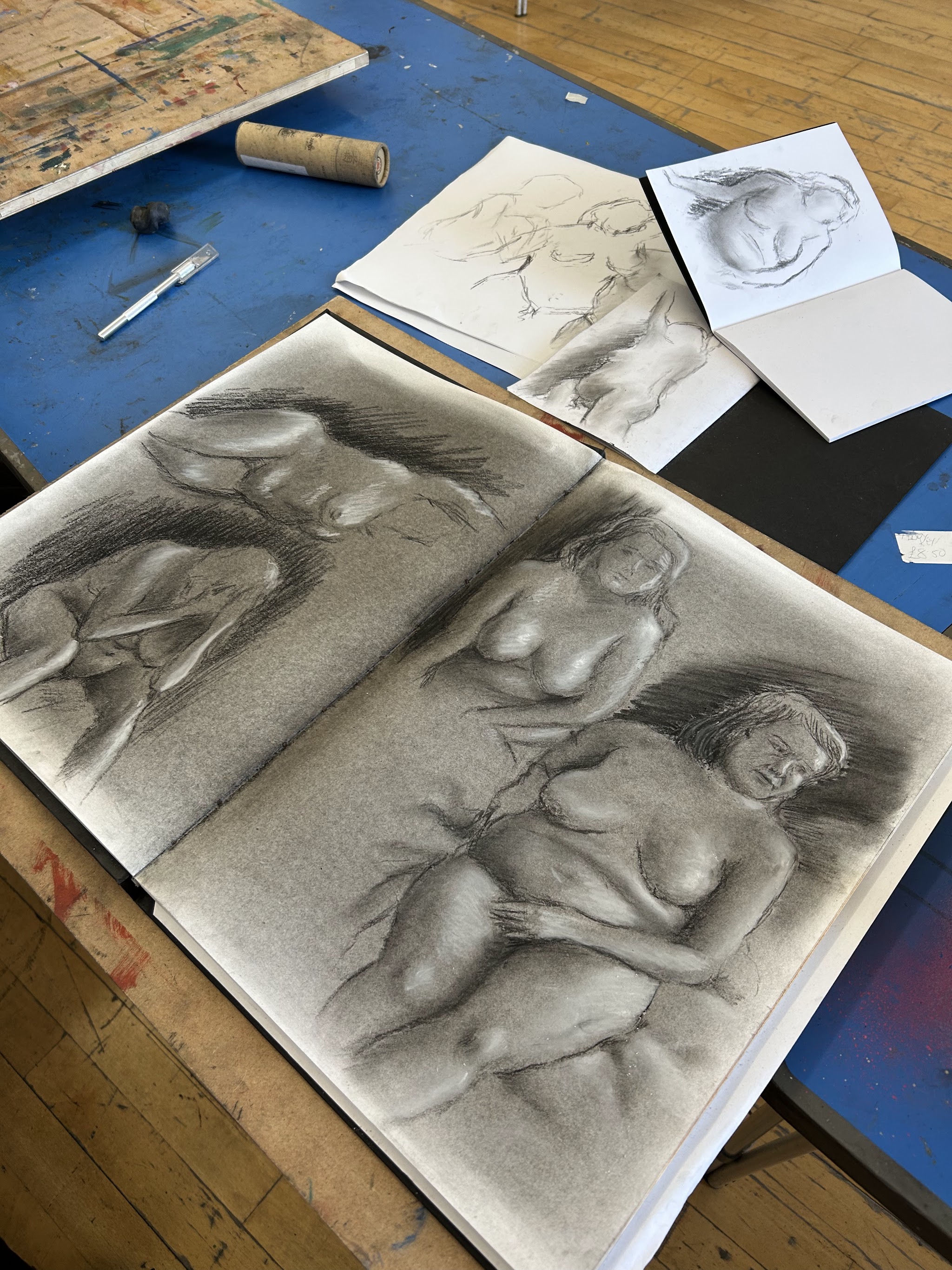 Charcoal figure drawings